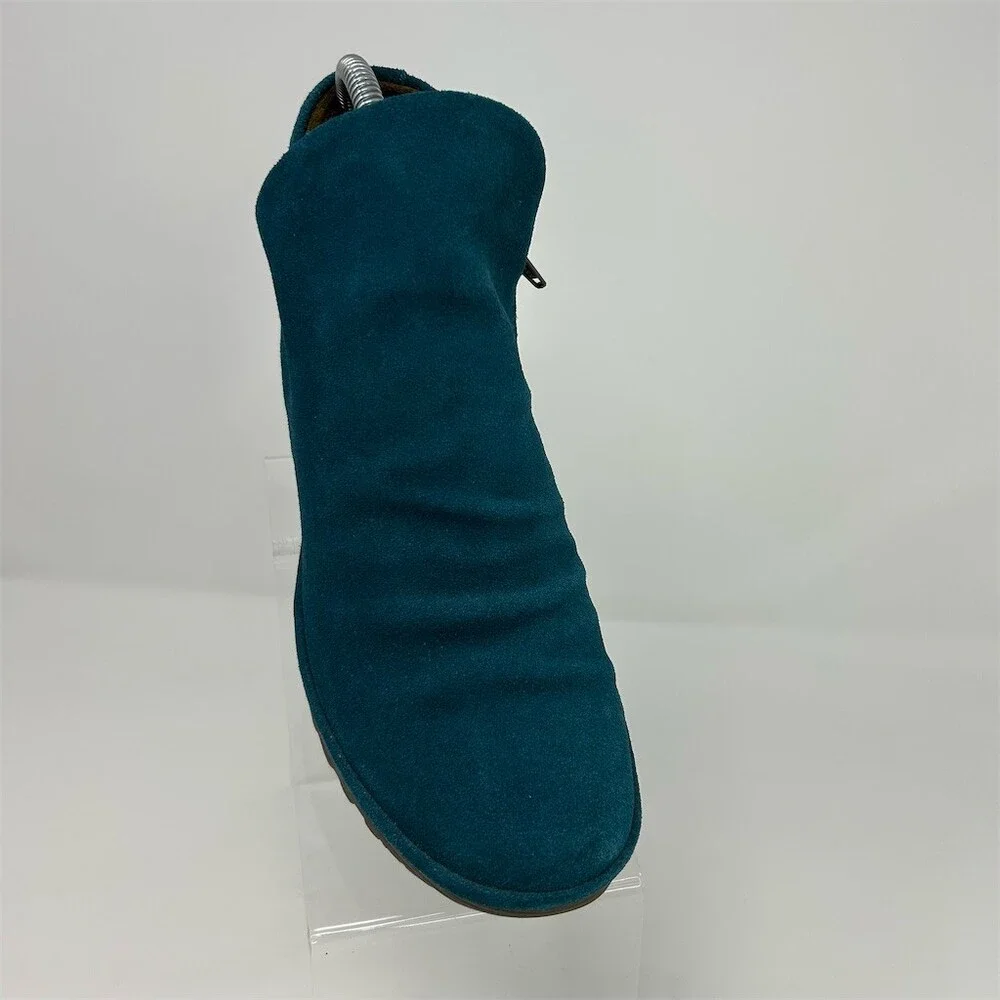 Fly London Yip Womens Ankle Booties Teal Blue Wedge Side Zip Lug Sole Size 39 - Picture 3 of 13